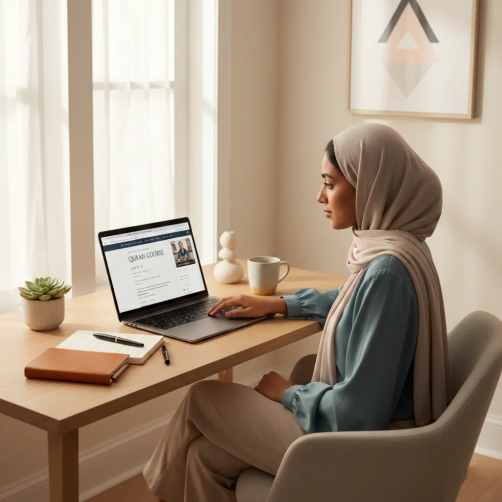 Working professional learning the Quran online through a flexible virtual class